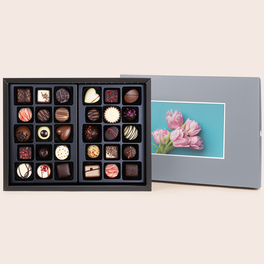 Postcard Maxi Silver Box, czekoladkki ze zdjęciem, prezent ze zdjęciem, personalizowane czekoladki, personalizowany prezent