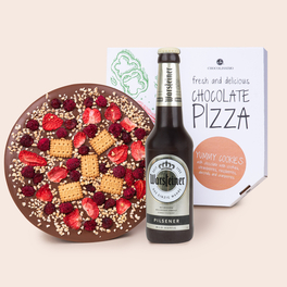 Piwo i pizza z czekolady