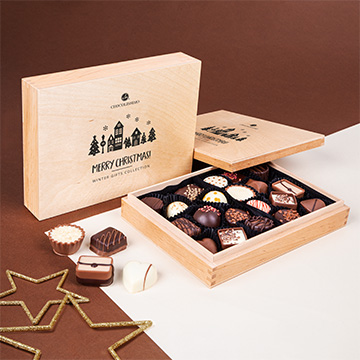 Skrzyneczka czekoladowych pralin w skrzyneczce premium premiere